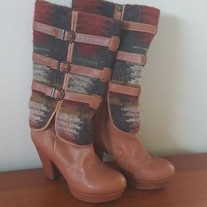 Vogue Leather and Wool Platform Boots